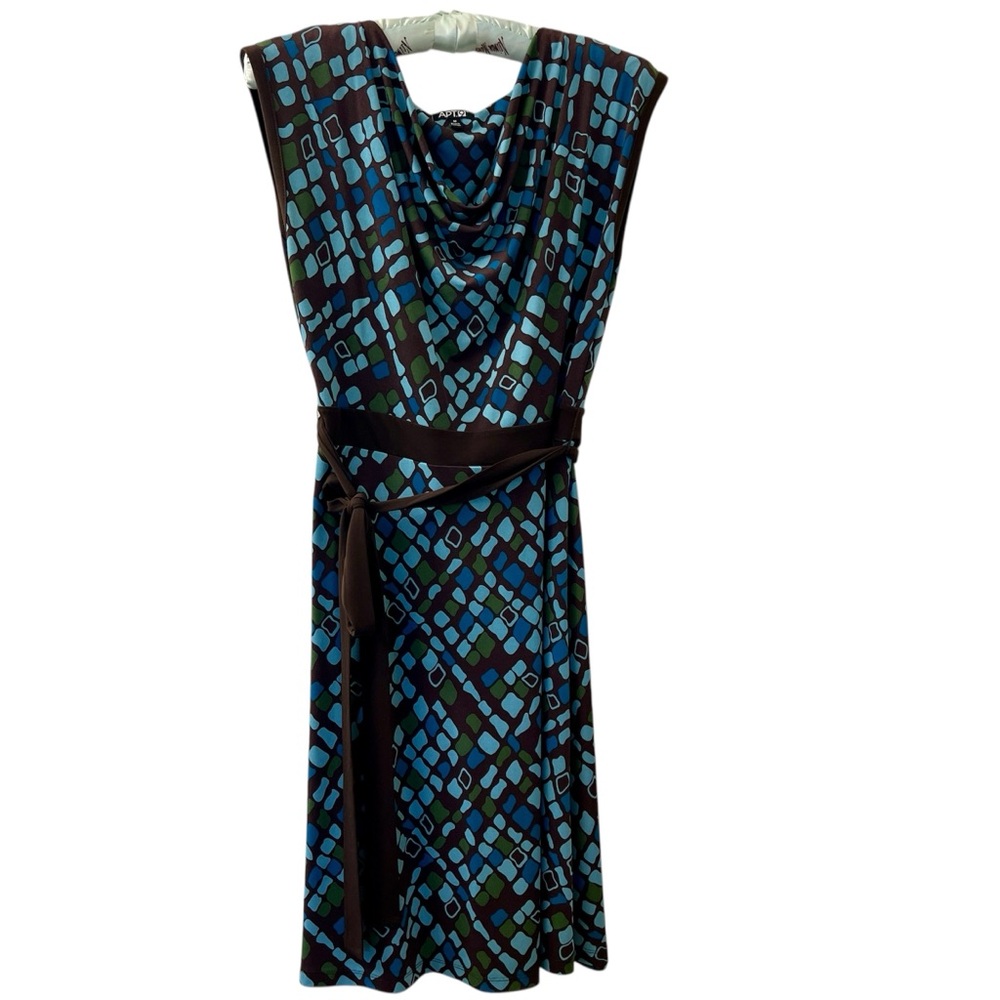5/$20 Apt 9 Geometric Blue and Brown Dress